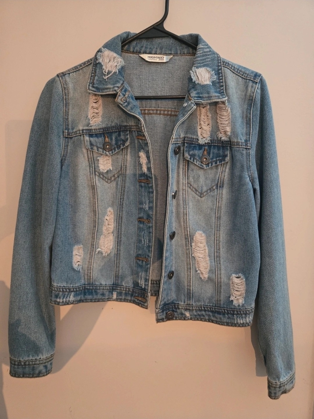 Highway Jeans Faded Blue Distressed Denim Jacket